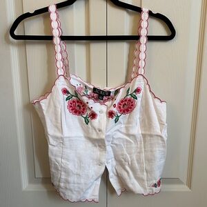 J.Crew White Floral Embroidered Top